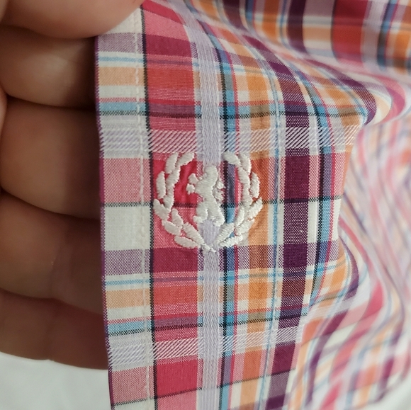 Bugatchi Uomo Dress Shirt Mens Large Tall Multicolor Check Flip Cuff Classic Fit - Picture 3 of 8